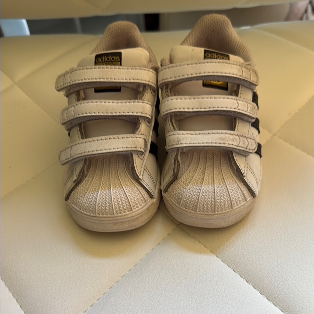 Adidas Black and White Sneakers with Velcro Straps